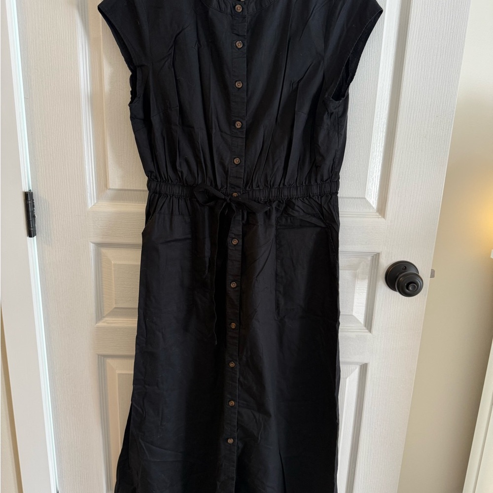LOFT Black Maxi Dress with Button-Down Front